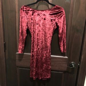 Macy’s red velvet open-back dress